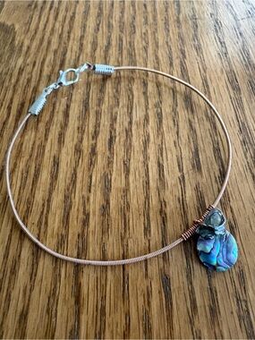 Hand Crafted Guitar String Abalone Shell Bracelet